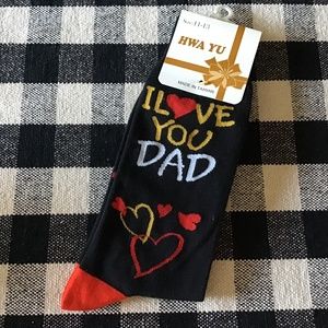 NWT HWA YU Men I ❤️ YOU DAD Crew Socks Size 11-13